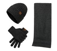 Kuukaas Mütze, Schal & Handschuh-sets für Herren Damen Wintermütze mit Innenfutter Herren Damen Touchscreen Handschuhe Winter Warm Set