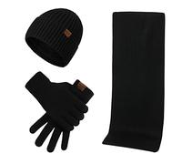 Kuukaas Mütze, Schal & Handschuh-sets für Herren Damen Wintermütze mit Innenfutter Herren Damen Touchscreen Handschuhe Winter Warm Set