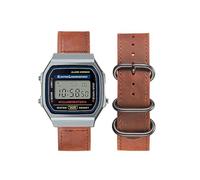 KUWAI Armbänder für Casio F-91WS Armband, PU Weich Leder mit Schnalle Rostfreiem Stahl Armband für Casio F-91WS Armbänder für Herren Damen Armband mit Casio F-91WS (B)
