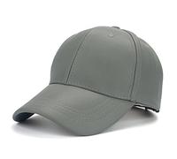 Kuyou Unisex Klassische PU Leder Baseball Cap Sports Outdoor Basecap Kappe (Grau)
