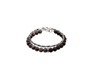 KUZZOI 2er Set Lava Stein Kordelkette 925 Sterling Silber Oxidiert 19 Herren