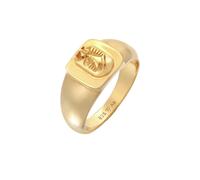 Kuzzoi Siegelring Herrenring (10 mm) in 925 Sterling Silber vergoldet, Pinky-Ring mit Wappen für den kleinen Finger, Wappenring für Männer, Ringgröße 58, 0603640822_58