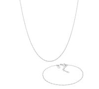 Kuzzoi 925 Silber Herren Halskette inkl. Armband in 925 Sterling Silber Basic Schmuck Set für den Mann Gliederkette (55 cm) Herrenarmband (18 +3 cm)