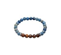 KUZZOI Achat Tigerauge Steinarmband 925 Silber 23 Herren