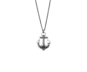 KUZZOI Anker Zirkonia Weiß 925 Sterling Silber Schwarz Herren