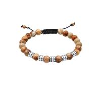 KUZZOI, Armband Herren Kugel Achat Jasper Look 925er Silber in mittelbraun, für Herren Gr. 19 cm