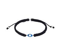 Kuzzoi Armband Herren mit Evil Eye Symbol (7 x12,5 mm) aus Nylon | der Fatima mit Emaille in 925 Silber Länge 19cm 21cm verstellbar