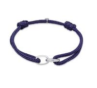 Kuzzoi Armband Herren mit Glieder Oval ineinandergreifend 925 Silber | Maritimes Nylonarmband Blau Länge 19cm 21cm verstellbar