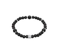 Kuzzoi Buddha Herren Armband Naturstein Perlenarmband Onyx Beads 8 mm 925 Sterling Silber Echtes Steinarmband für den Mann Länge 19 cm