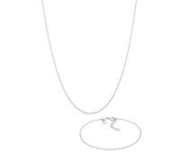 Kuzzoi 925 Silber Herren Halskette inkl. Armband in 925 Sterling Silber Basic Schmuck Set für den Mann Gliederkette (55 cm) Herrenarmband (18 +3 cm)