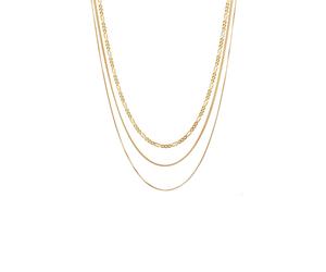 KUZZOI Basic Gliederketten 3er Set 925 Sterling Silber goldfarben Herren