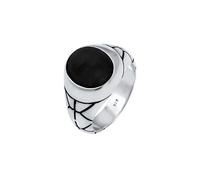 KUZZOI, Ring Basic Herren Siegelring Oval Emaille 925er Silber in silber, für Herren Gr. 58 mm