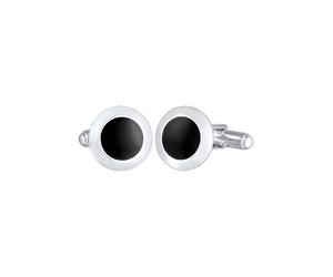 KUZZOI Basic Rund Klassik Geo Emaille Schwarz 925 Silber OneSize Herren