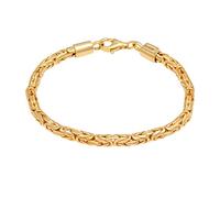 Kuzzoi Buddha 925 Silber Silber-Armband Königskette Herren 4 mm | massives 925 Sterling Silber vergoldet Herren-Armband golden mit Karabiner breit 19 g