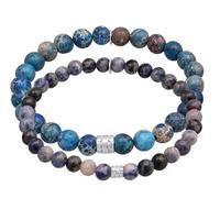 Kuzzoi Buddha Armband Set Herren Naturstein Achat gefärbt Beads 925 Sterling Silber Echte Steinarmbänder für den Mann Länge 19 cm