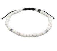 Kuzzoi Buddha Fußkettchen Glas Perlen geknotetes Nylonband mit 925 Silber | Beads 925 Sterling Silber Fußschmuck Länge 22 25cm verstellbar