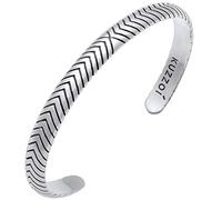 Kuzzoi Buddha Herren 7 mm Silber Armreif offen handgefertigt 925 Silber | poliert Luxus Armband mit Kuzzoi-Gravur für Männer 19cm breit 22g
