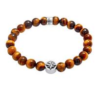 Kuzzoi Buddha Herren Armband 925 Silber Naturstein Armband Tigerauge | mit Beads Maritimes Windrose-Kompass Symbol elastisch Energiearmband Länge 19 23 cm