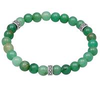 Kuzzoi Buddha Herren Armband aus Aventurin Perlen, Oxidierte Beads aus 925 Sterling Silber, Yogaarmband, Energiearmband, Steinarmband, Länge 23 cm