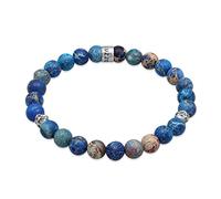 Armband KUZZOI "Herren Achat Perlen Blau Beads 925 Silber" Armbänder Gr. 23 cm, ohne Stein, Silber 925 (Sterlingsilber), silberfarben (silber, blau) Herren Armbänder Silber (99475060-23)