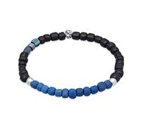 Kuzzoi Buddha Herren Armband aus blauen Achat Perlen und 925 Silber Beads | Chakra Yogaarmband Energiearmband Steinarmband Länge 19-23 cm elastisch