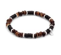 Kuzzoi Buddha Herren Armband aus Heishi Muschel Kokosnuss Perlen (6 mm) | Bead Stretch Armband für den Mann elastisch Länge 19 cm