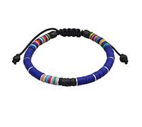 Kuzzoi Buddha Herren Armband aus Heishi undGlas Perlen | geknotetes Nylonband mit Beads 925 Sterling Silber Surferarmband Länge 19cm verstellbar