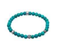 Kuzzoi Buddha Herren Armband aus Howlith Perlen und 925 Silber Beads | Yogaarmband Energiearmband Steinarmband Länge 19-23 cm elastisch