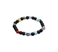 Kuzzoi Buddha Herren Armband aus recycelten Glas und Harz Perlen Stretcharmband mit Emoji und Evil Eye Beads Festival Schmuck (Smile Face), Länge 23 cm