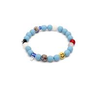 Kuzzoi Buddha Herren Armband aus recycelten Glas und Harz Perlen Stretcharmband mit Evil Eye Beads Festival Schmuck (Smile Face), Länge 21 cm