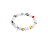 Kuzzoi Buddha Herren Armband aus recycelten Glas und Harz Perlen Stretcharmband mit Evil Eye Beads Festival Schmuck (Smile Face), Länge 21cm
