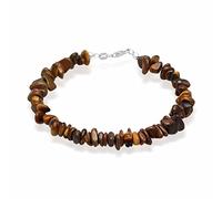 Kuzzoi Buddha Herren Armband aus Tigerauge Edelstein Splitter Steinarmband | Mann mit Karabiner-Verschluß 925 Silber Edelstein Armband Länge 19 -23 cm