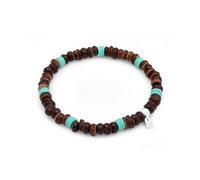 Kuzzoi Buddha Herren Armband aus türkisen Heishi und Kokosnuss Beads (6 mm) | Element Stretch Armband für den Mann Länge 19 cm