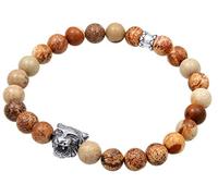 Kuzzoi Buddha Herren Armband mit braunen Achat Edelstein Perlen | Tigerkopf Anhänger elastisch Yogaarmband Energiearmband 0201490719