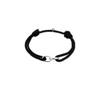 Kuzzoi Buddha Herren Armband mit Glieder Anhänger 925 Silber Textilarmband aus Nylon für den Mann (schwarz) Länge 19 cm