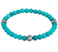 Kuzzoi Buddha Herren Armband mit Howlith Stein Perlen (türkis), Beads aus 925 Sterling Silber, Chakra Yogaarmband, Energiearmband, Länge 21 cm