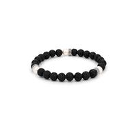 Kuzzoi Buddha Herren Armband mit Lava Beads (8 mm) und Elementen aus 925 Sterling Silber Perlenarmband für Männer, Länge 23 cm