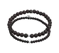 Kuzzoi Buddha Herren Armband Set Onyx und Lava Edelstein Perlen mit Beads 925 Sterling Silber handgefertigtes Schmuckset für den Mann Länge 19 cm