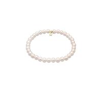 Kuzzoi Buddha Herren Armband Stretcharmband aus Muschelkernperlen Perlenarmband für den Mann mit Gold Element aus 925 Sterling Silber Länge 19cm