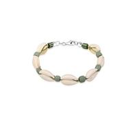 Kuzzoi Buddha Herren Armband Surferarmband Kauri Muschel Beads Grün | 925 Sterling Silber Beach Style Mann Frau Länge 19 cm -23 cm