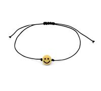 Kuzzoi Buddha Herren Armband Textilarmband aus Nylon und Emoji Smiling Bead Anhänger Armband für den Mann (schwarz)