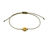 Kuzzoi Buddha Herren Armband Textilarmband aus Nylon und Emoji Smiling Bead Anhänger Armband für den Mann (olive-grün)