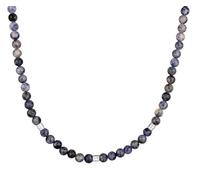 Kuzzoi Buddha Herren Halskette aus Achat Perlen (6 mm) mit Beads aus 925 Sterling Silber, Edelsteinkette für Männer Länge ca. 50 cm