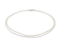 Kuzzoi Buddha Herren Halsketten Set handgefertigt Perlenkette und Panzerkette 925 Sterling Silber für den Mann Länge ca. 45 + 47 cm