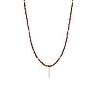 Kuzzoi Buddha Herren Naturstein Halskette, Steinkette aus Tigerauge Perlen (4 mm), Herrenkette mit Barren Anhänger aus 925 Silber vergoldet, Halsschmuck für Männer, Länge ca. 60 cm