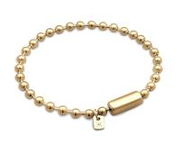 Kuzzoi Buddha Herren Silber Armband (5mm) Moderne Kugelkette aus 925 Sterling Silber 24K Vergoldet Länge 23 cm