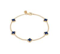 Kuzzoi Buddha Herren Silber Armband mit Emaille Kleeblatt Panzerarmband aus 925 Sterling Silber vergoldet Länge 19 cm