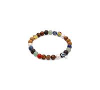 Kuzzoi Buddha Herren Surfer Armband mit Emoji Bead Steinarmband Achat Perlen (6 mm) und Anhänger aus 925 Sterling Silber, Länge 21 cm