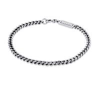 KUZZOI Armband Basic Herren Panzerkette Massiv Piece 925 Silber Schwarz