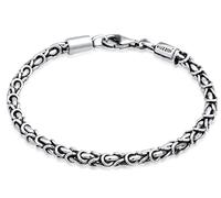 Kuzzoi Buddha Silber Armband für Herren, handgefertigtes Königsketten Armband (4 mm) aus oxidierten 925 Sterling Silber, massives Königsarmband für Männer, Länge 19 cm